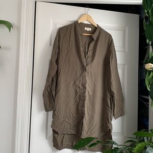 Anthropologie Cloth and Stone Green Pocket Shirt Dress Medium